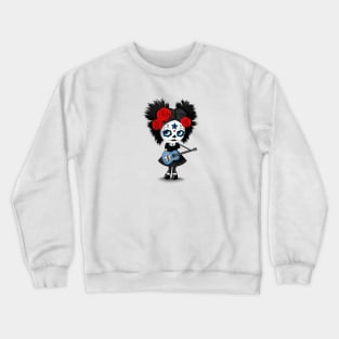 Sugar Skull Girl Playing Somali Flag Guitar Crewneck Sweatshirt